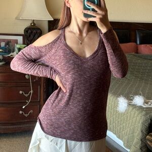 Burgundy Cold Shoulder Top